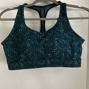 ZYIA Teal and Black Floral Sports Bra